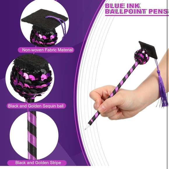 24 Pcs Graduation Pens 2024 Graduation Cap Ballpoint Pens with Tassels - Picture 3 of 3